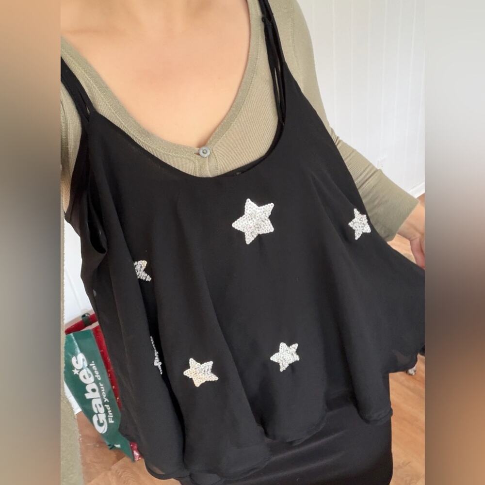 Celestial sheer sequin tank top Stars